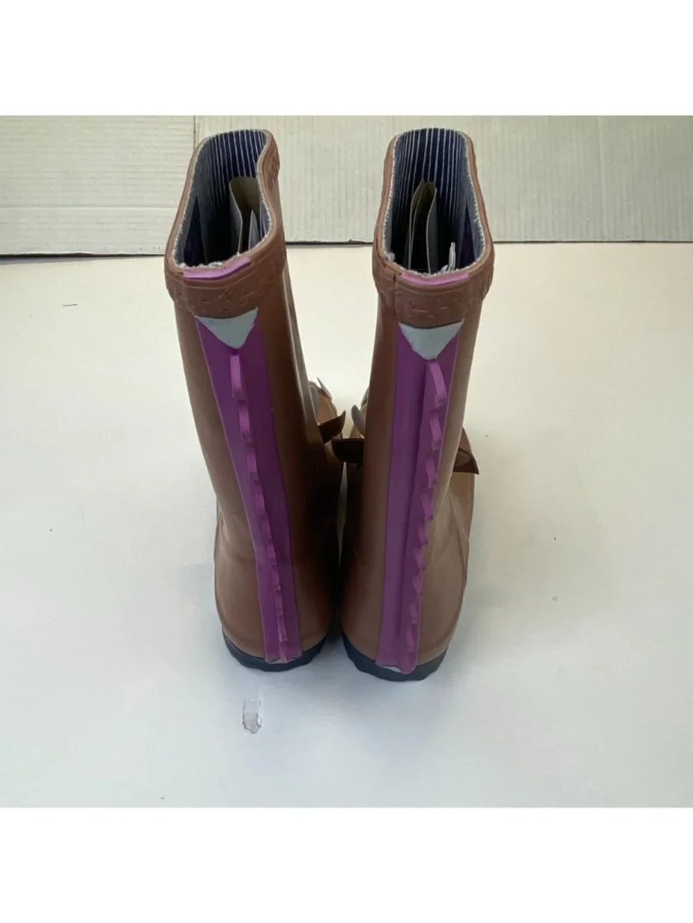 Joules Red Ladybug Rain Boots Big Kids Size 4 Brown Black Pull On Wellie Boots